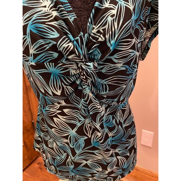 Notations Blouse Womens Plus Size XL Top  Short Sleeve w/ Lacey V Neck - Picture 3 of 8